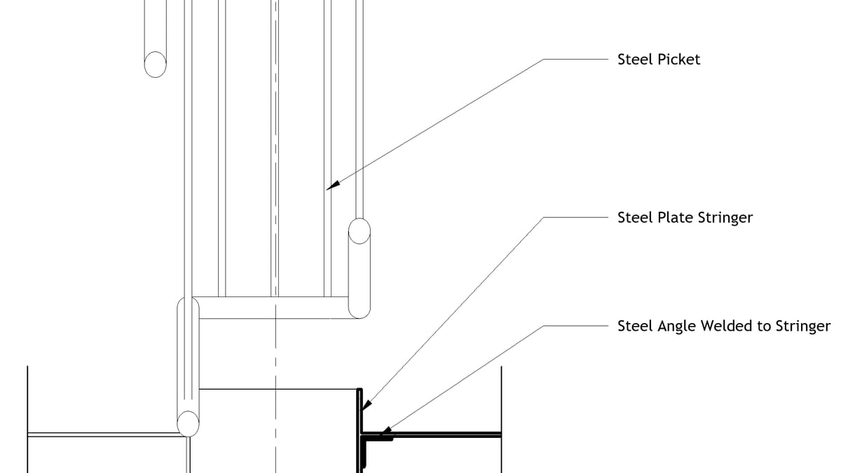 A Revit stair railing transition detail open as the active view