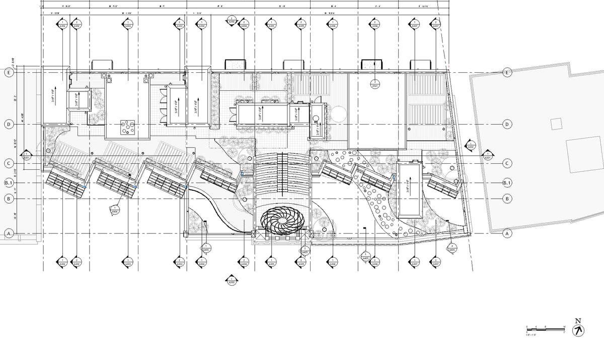 A Revit roof plan, the sort of finished view copied before anyone edits it